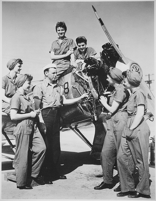 A Group of Women Prepare to Take Over Maintenance Responsibilities for Aircraft, 1940-1945.jpg
